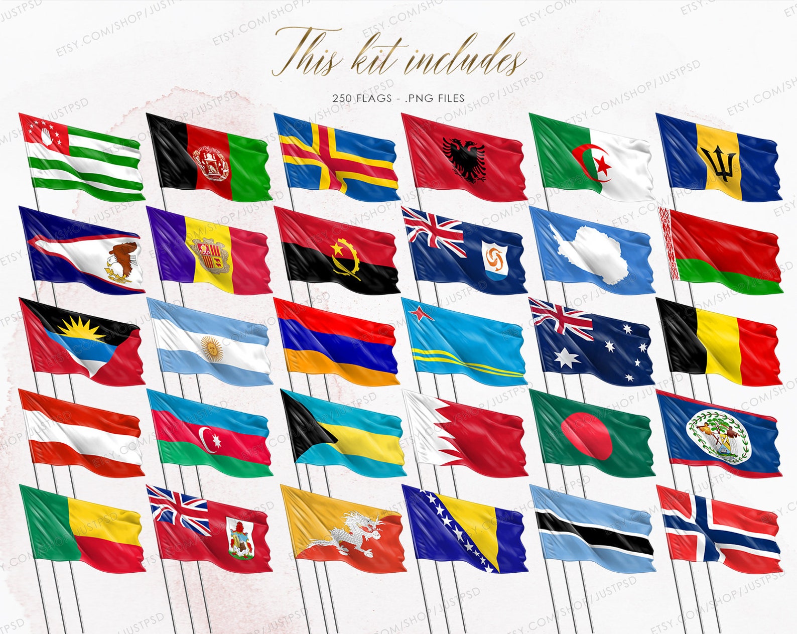 250 Flags Clip Art All Country Flags Clipart Flags of Etsy