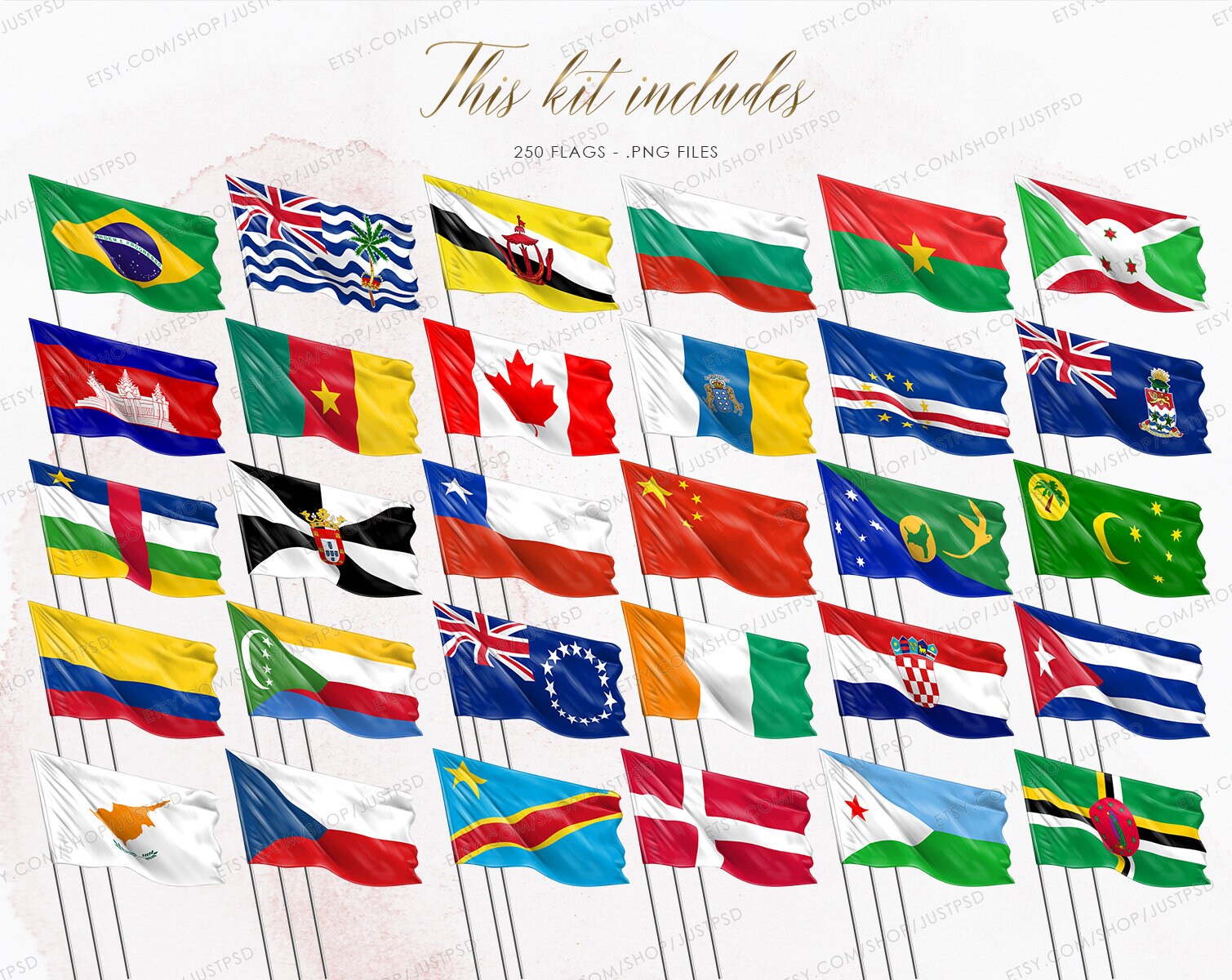 250 Flags Clip Art All Country Flags Clipart Flags of | Etsy