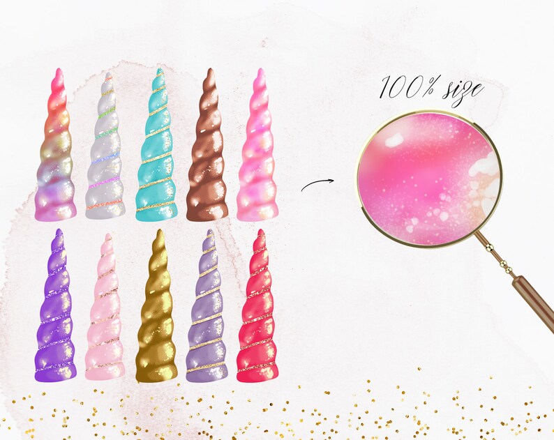 10 Unicorn Horns Clipart Rainbow Horns Clip Art Unicorn Etsy