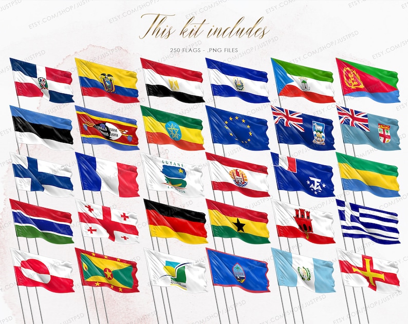 250 Flags Clip Art All Country Flags Clipart Flags of Etsy UK