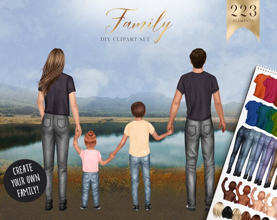 Download Family Portrait Clipart Parents And Kids Autumn Family Etsy