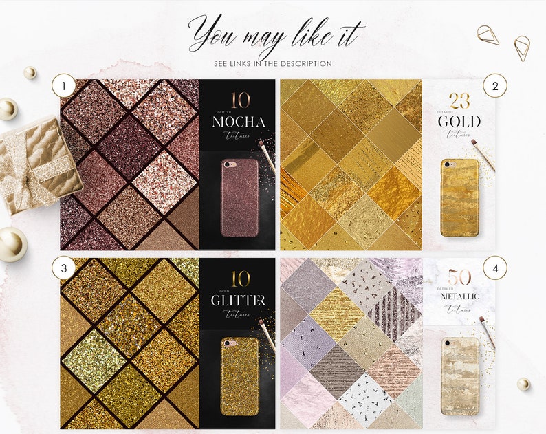 Rose Gold Digital Download 30 Glitter Textures Champagne Glitter Gold Mix Digital Paper Commercial Use OK