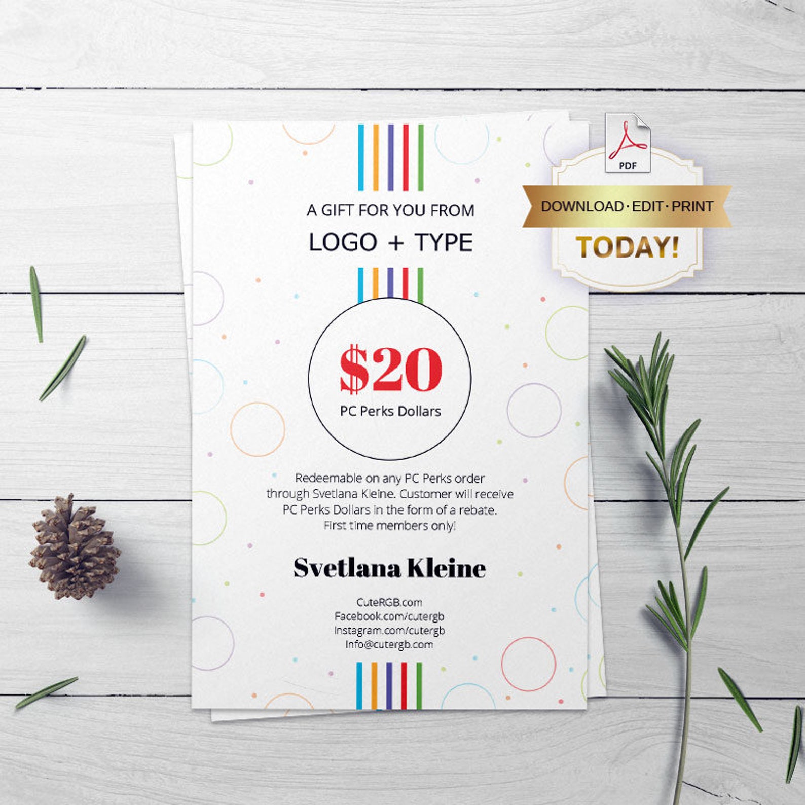 Rodan And Fields Gift Certificate Editable PDF Rodan Etsy