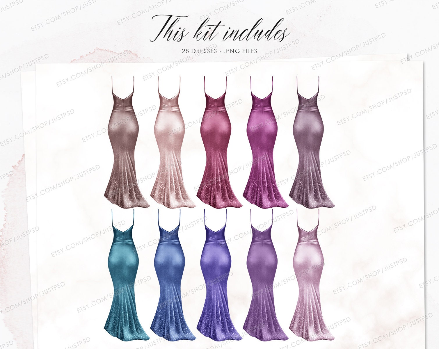 Bridesmaid Dresses Clipart ADDON Metallic Dresses Wedding Etsy