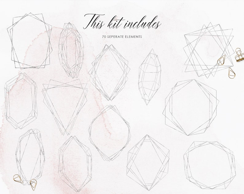 70 Silver Crystal Frames Geometric Frames Silver Clip Art Etsy