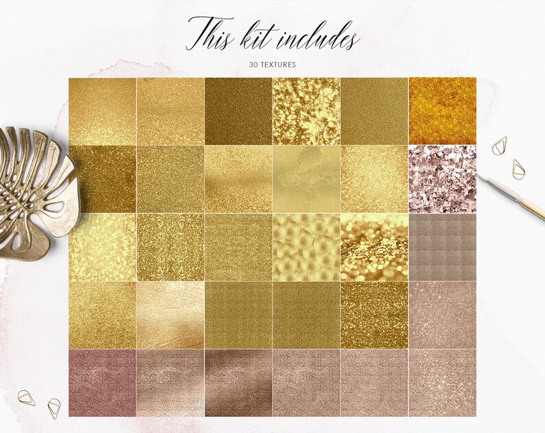 Rose Gold Digital Download 30 Glitter Textures Champagne Glitter Gold Mix Digital Paper Commercial Use OK