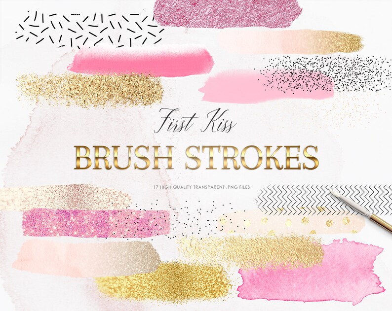 17 Pink Blush and Gold Brush Strokes Pink Glitters Etsy