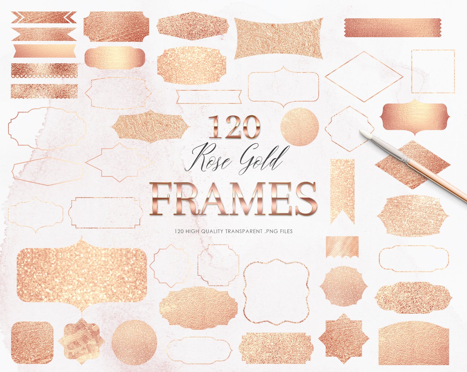 120 Rose Gold Frames Clipart Rose Gold Foil Frames Glitter Etsy
