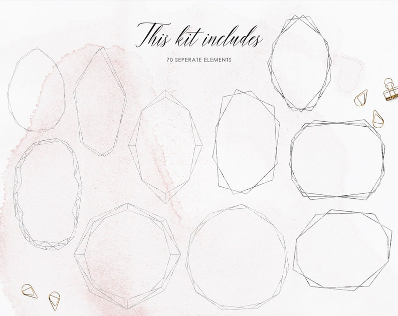 70 Silver Crystal Frames Geometric Frames Silver Clip Art Etsy