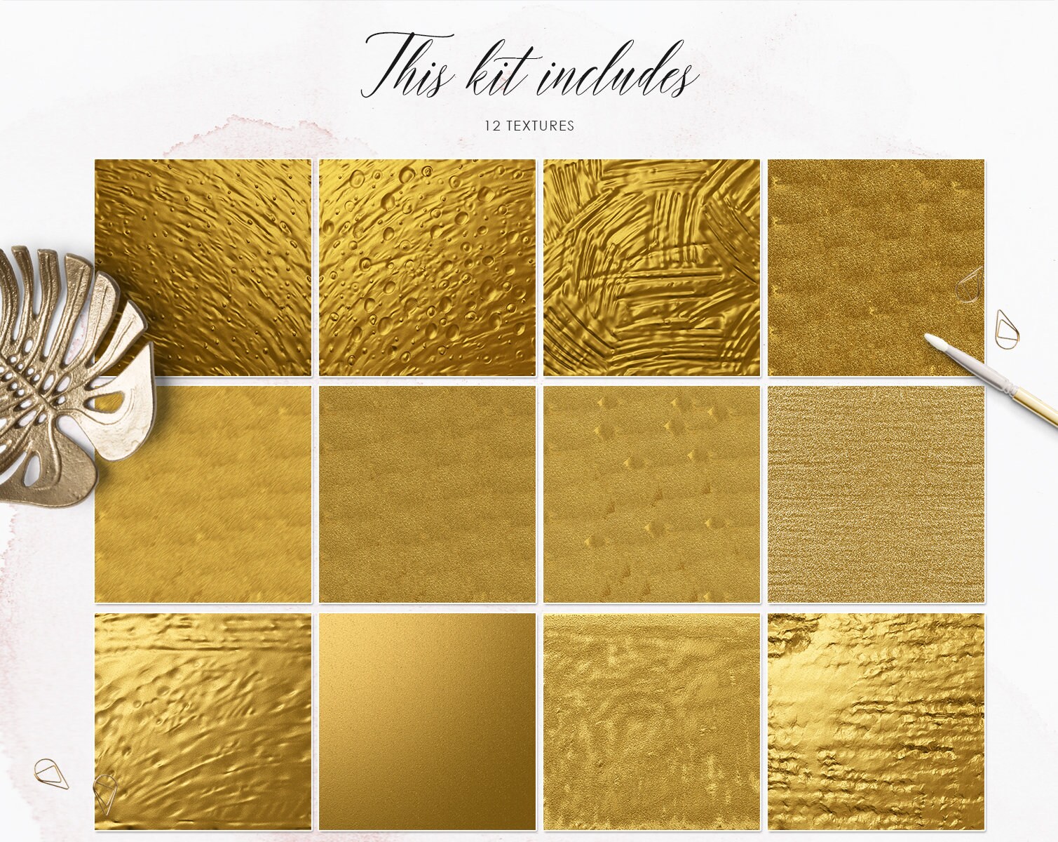 Gold Paint Digital Paper Gold Foil Textures Detailed Paper Etsy