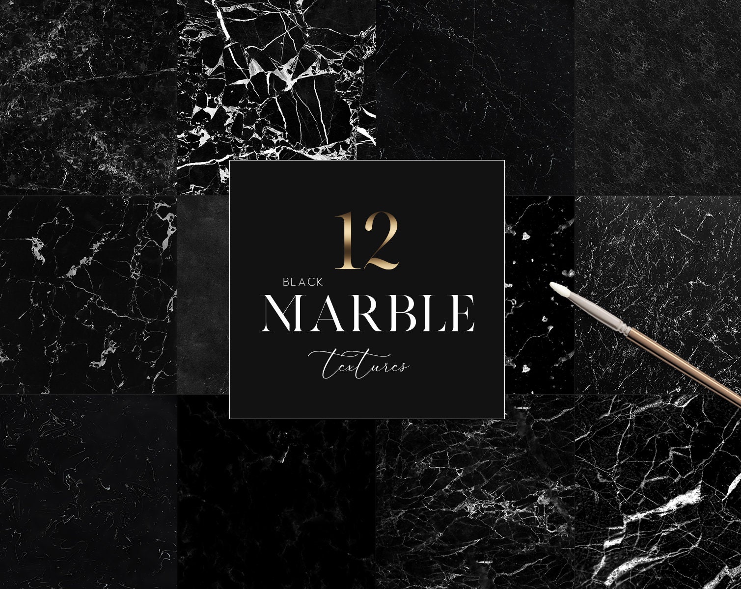 12 Black Marble Textures Black Marble Digital Paper Marble Etsy