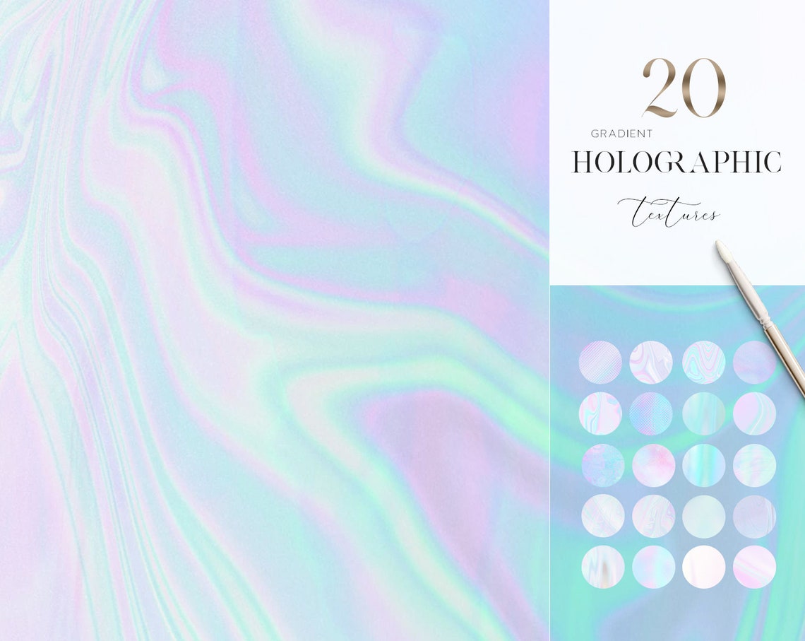 20 Holographic Digital Paper Holographic Textures Iridescent | Etsy