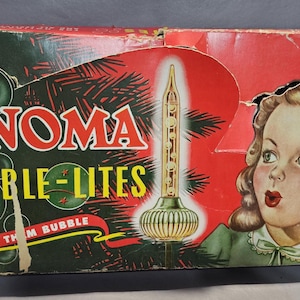 9 Vintage Noma C-6 Christmas Bubble Lights in Original Box set 509
