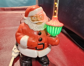 Vintage Royal Electric Co Flat Back Bubble Light SANTA CLAUS