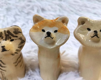 Akita Inu Ceramic sculpture - Ready to ship - Handmade ceramic Akita Inu - Unique sculpture