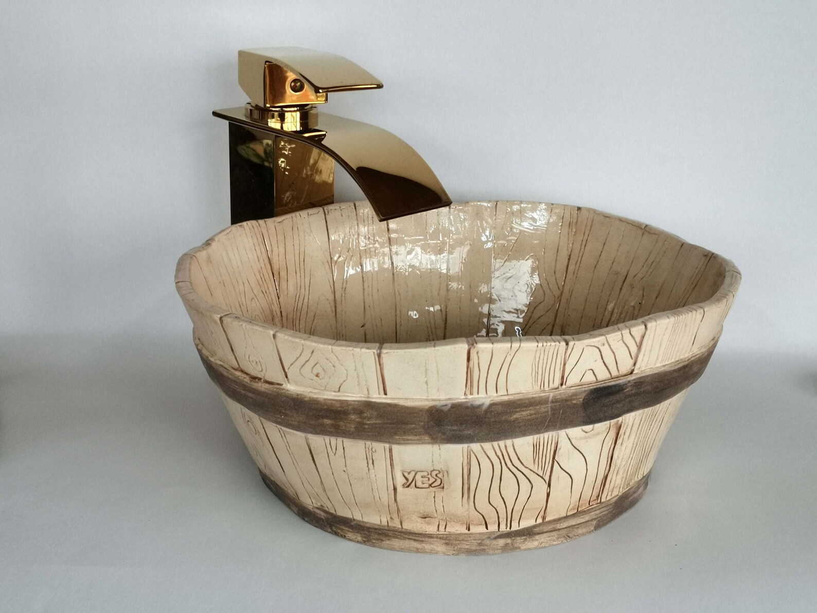 Vessel Sink Wood Like Ready to Ship Handmade Wash Basin Etsy