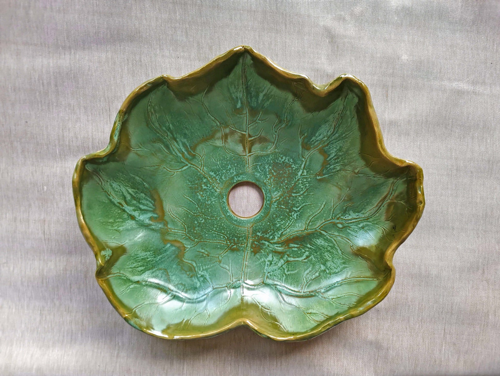 Leaf Vessel Sink O.A.K. Ceramic Sink Ready to Ship, Wash Basin