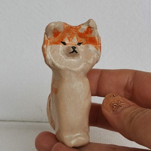 Red Akita Inu Ceramic sculpture - Ready to ship - Handmade ceramic Akita Inu - Unique sculpture