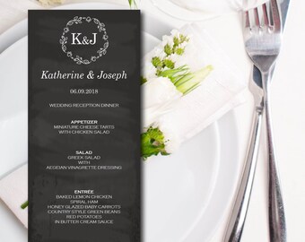 Wedding Menu Rustic Country Editable PDF DIY Printable Digital Instant Download E31A Rustic Wood Menu Card Template Ceremony