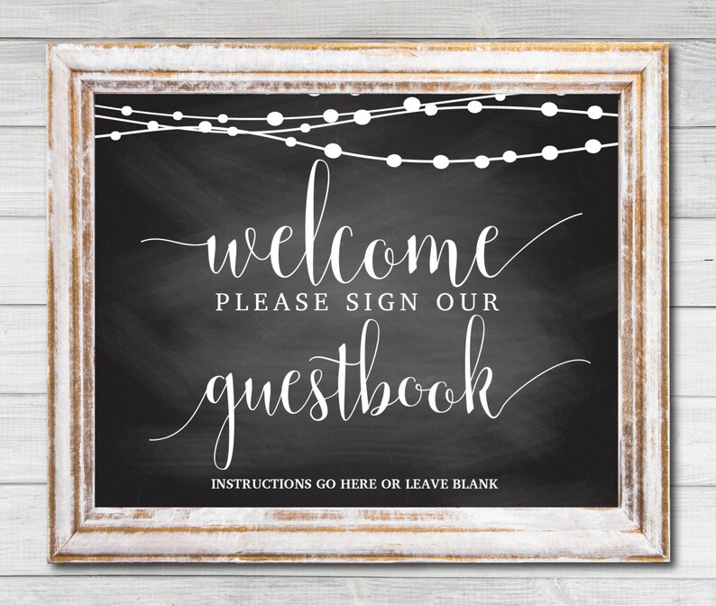 Wedding Guest Book Sign Chalkboard Guest Book Sign Sign Our Etsy