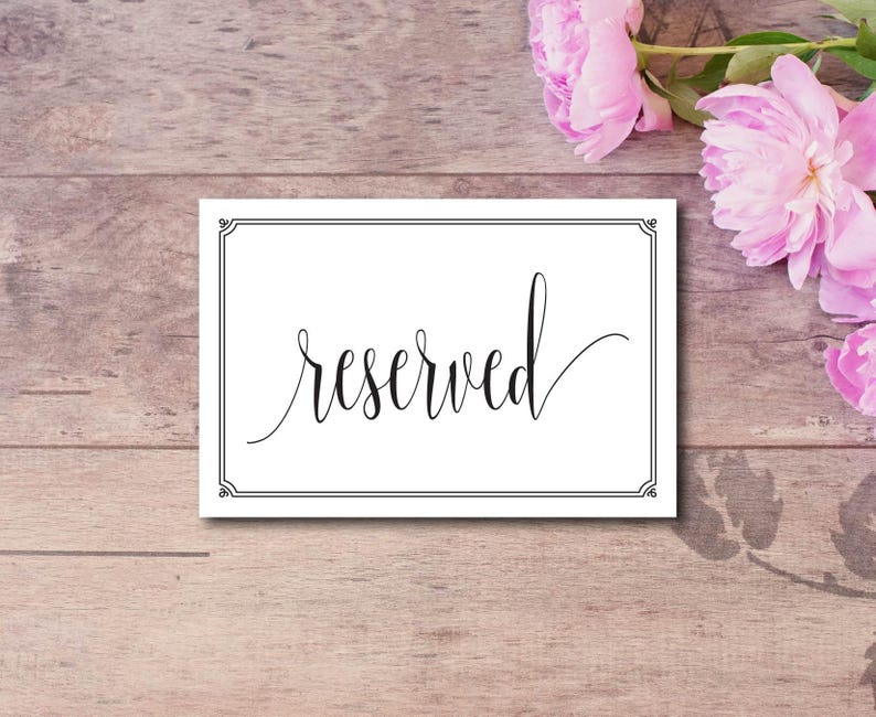 Template Reserved Seating Sign DIY Editable PDF DIY Wedding Reserved Rustic Reserved Sign Instant Download E75L Reserved Table Sign