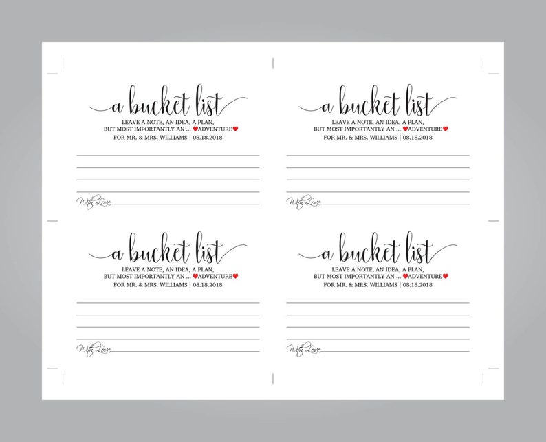 A Bucket List Set Bucket List Sign Instant Download E77H DIY Editable PDF Kraft Paper Bucket List Card Rustic Card Rustic Wedding