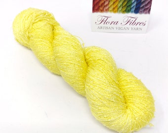 Sunny yellow, lace weight abaca (banana) yarn, naturally dyed vegan yarn, for knitting crochet weaving, UK. Batch 183.