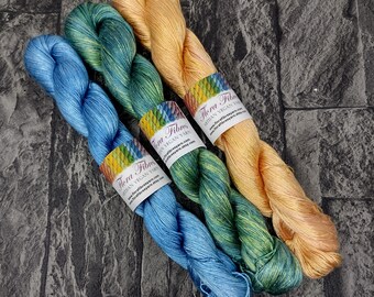 4ply (fingering weight) Tencel yarn set, naturally dyed vegan yarn, for knitting crochet weaving, UK.