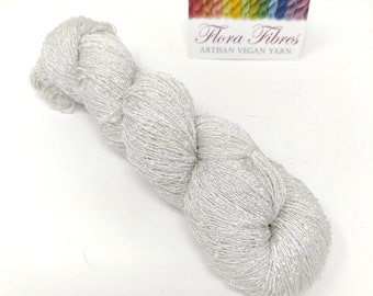 Silvery grey, lace weight abaca (banana) yarn, naturally dyed vegan yarn, for knitting crochet weaving, UK. Batch 192.