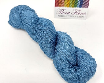 Sapphire blue, lace weight abaca (banana) yarn, naturally dyed vegan yarn, for knitting crochet weaving, UK. Batch 188.