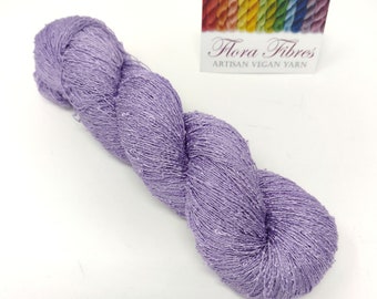 Lilac purple, lace weight abaca (banana) yarn, naturally dyed vegan yarn, for knitting crochet weaving, UK. Batch 198.
