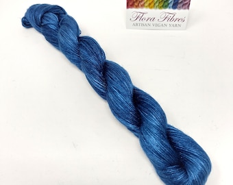 DK weight, mottled indigo blue, Tencel yarn, naturally dyed vegan yarn, for knitting crochet weaving, UK. Batch 120.