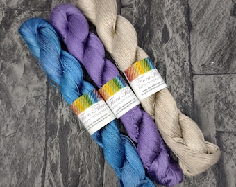 4ply (fingering weight) Tencel yarn set, naturally dyed vegan yarn, for knitting crochet weaving, UK.