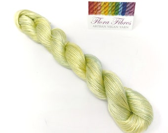 DK weight, lime green, Tencel yarn, naturally dyed vegan yarn, for knitting crochet weaving, UK. Batch 67.