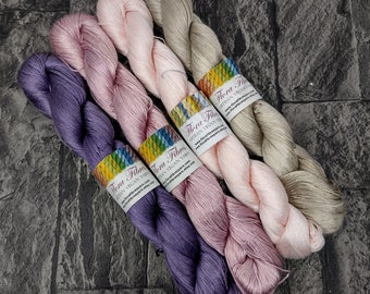 4ply (fingering weight) Tencel yarn set, naturally dyed vegan yarn, for knitting crochet weaving, UK.