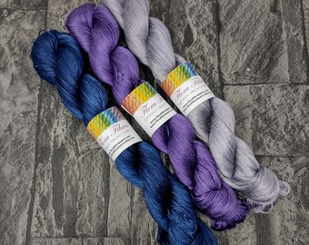 4ply (fingering weight) Tencel yarn set, naturally dyed vegan yarn, for knitting crochet weaving, UK.