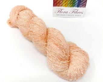 Naturally dyed, peach, lace weight abaca (banana) yarn, for knitting crochet weaving, UK. Batch 196. Vegan.