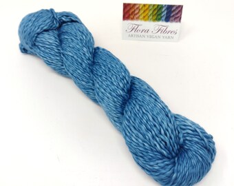 Sapphire blue, DK weight, single ply, Pima cotton yarn, naturally dyed vegan yarn, for knitting crochet weaving UK. Batch 13.