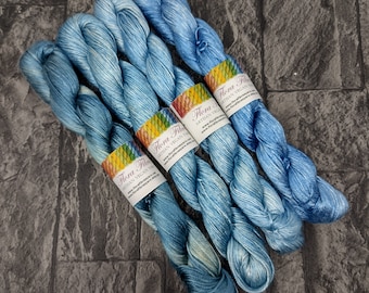 DK weight Tencel yarn set, naturally dyed vegan yarn, for knitting crochet weaving, UK.