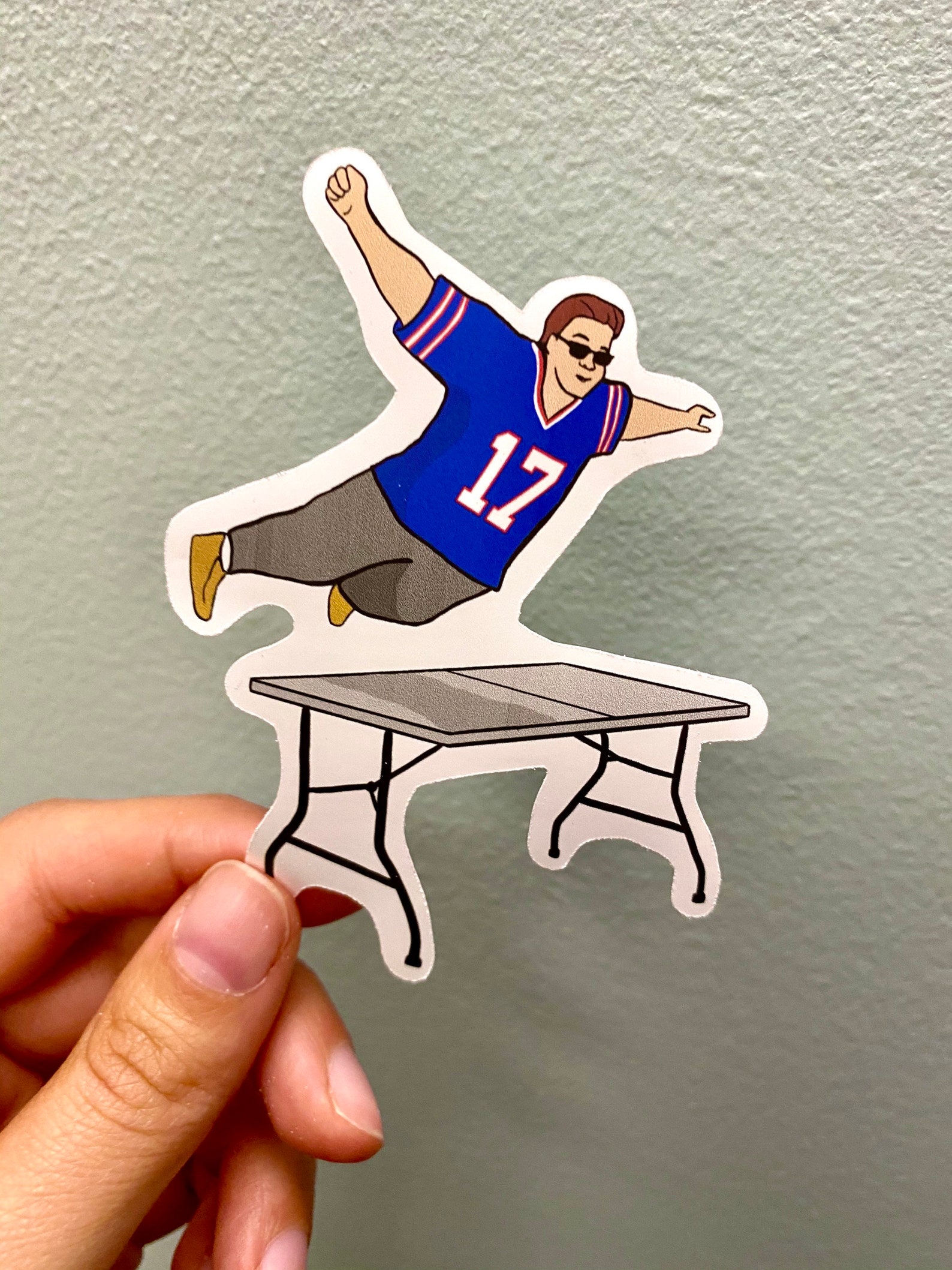Bills Fan Jumping onto Table Sticker Etsy