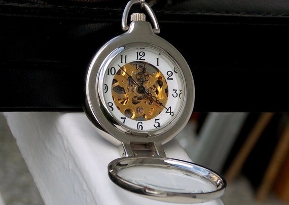 Old “Skeleton” with 3 glass,hand-winding pocket wa