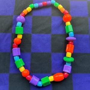 Rainbow Block Beads Kandi Necklace