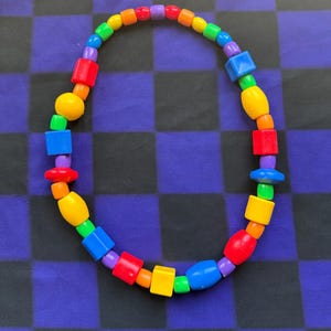 Rainbow Block Raver Kandi Necklace