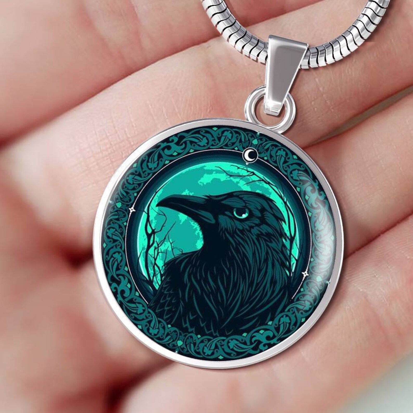 Sterling Silver Celtic Raven Necklace viking Ravensilver Etsy