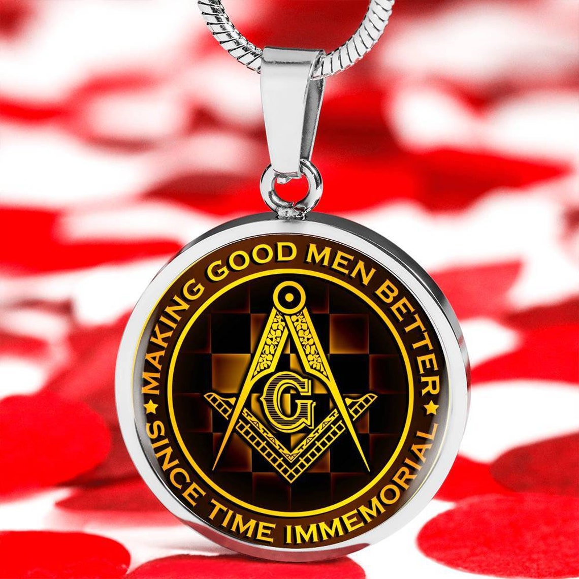 Personalized 18k Yellow Gold Masonic Necklace Gift for Masonic - Etsy
