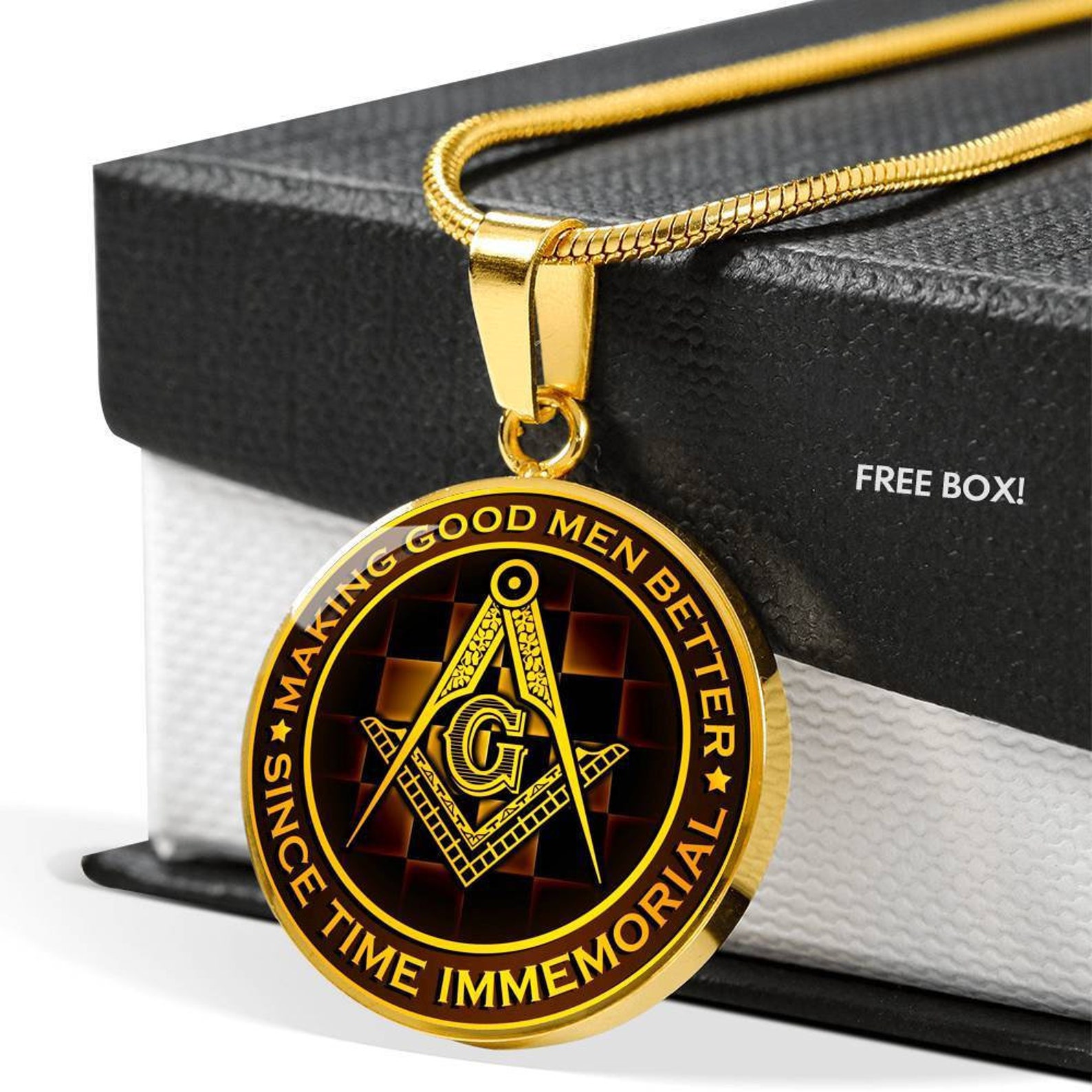 Personalized 18k Yellow Gold Masonic Necklace Gift for Masonic - Etsy