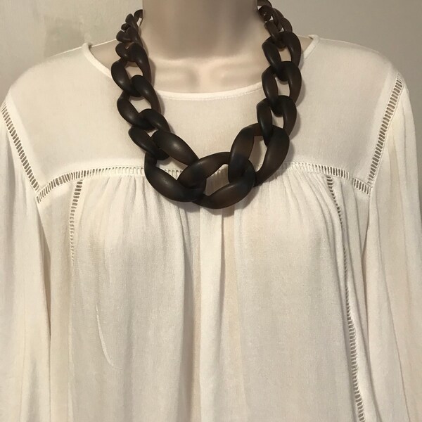 Translucent Matte Black Chunky Link Chain Link Statement Necklace More Colors