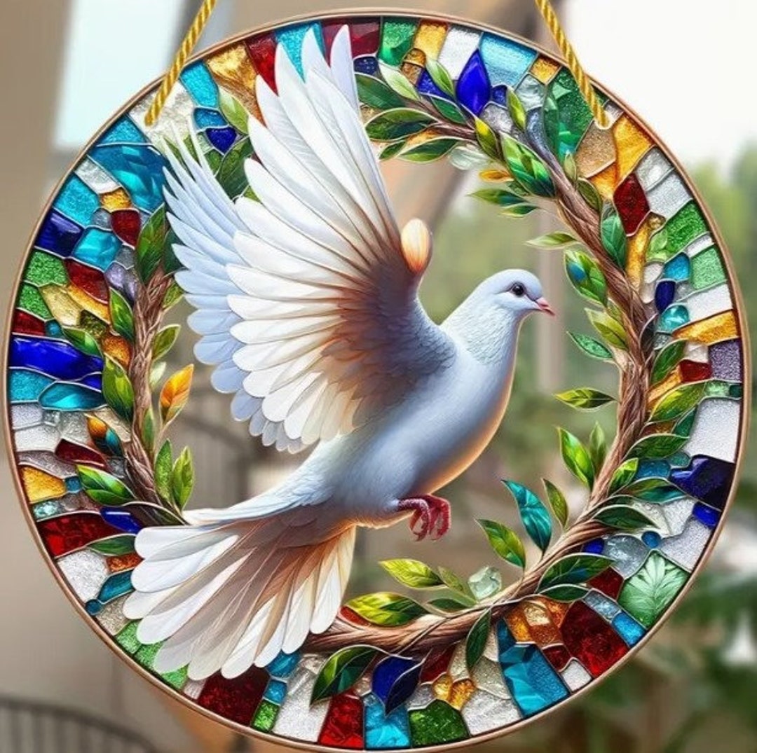 Dove for Peace Acrylic Suncatcher Amazing Stained Glass Style - Etsy