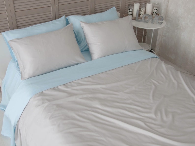 Blue Duvet Cover Set Cozy Bedding Queen Bed Set Queen Bedding Etsy