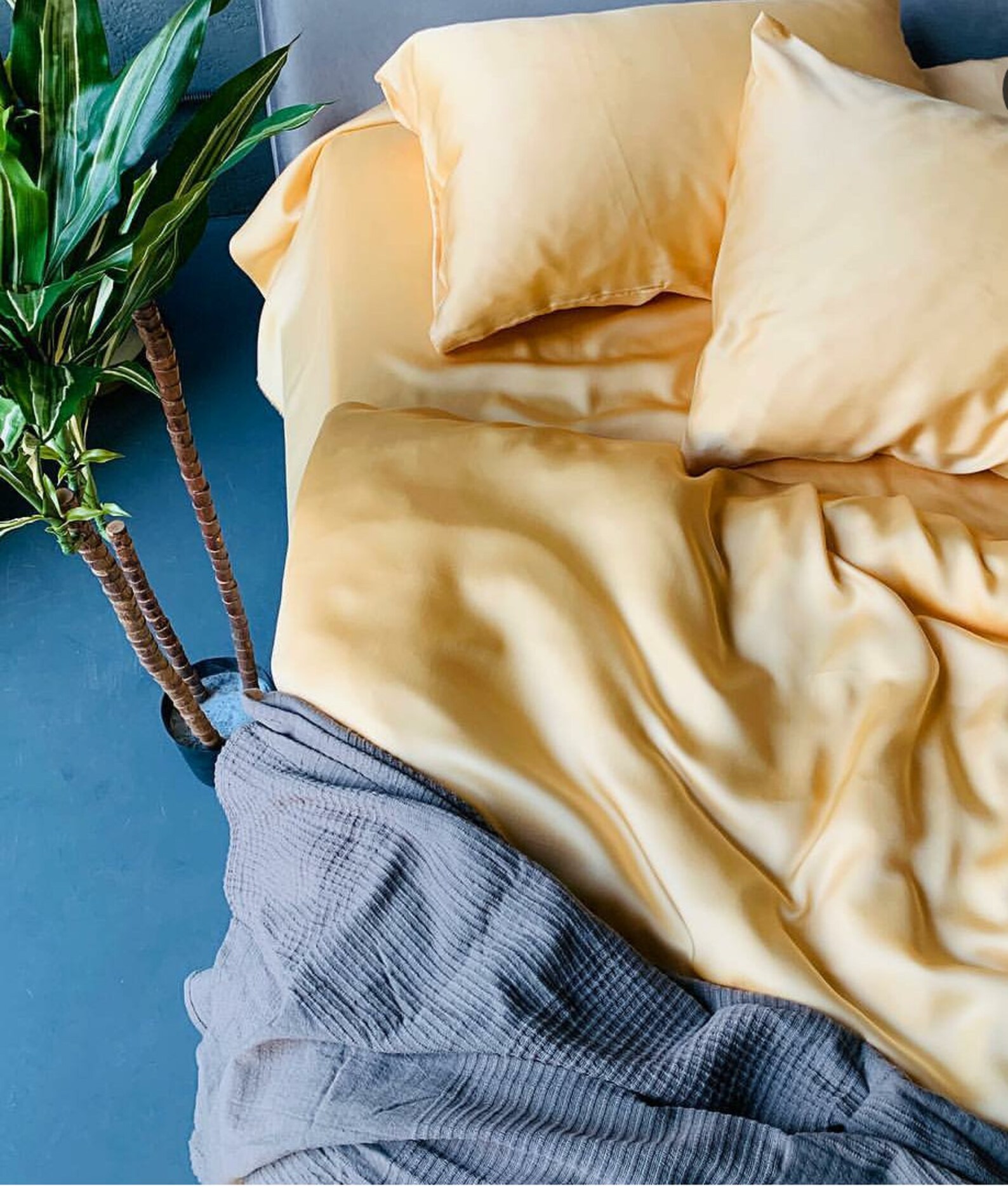 Gold bamboo duvet cover set 2 pillow cases queen bedding Etsy